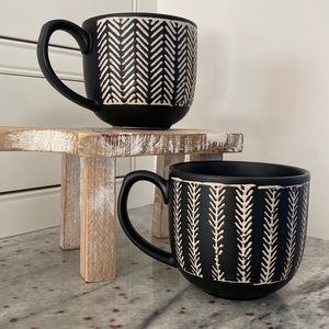 Black Latte Mugs. Set of 2. XMAS Stocking stuffers . Old Pottery Company.
